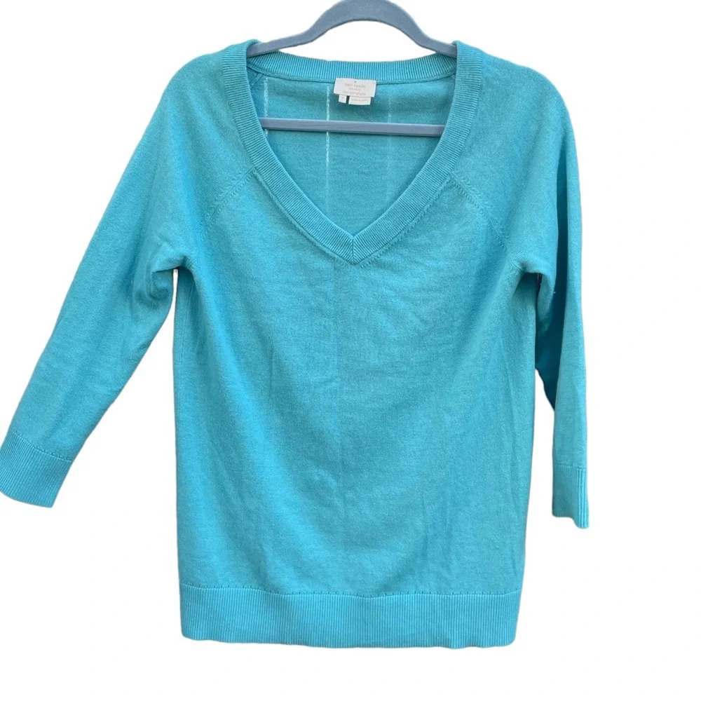 KATE SPADE AQUA BLUR CASHMERE BLEND BOW SWEATER